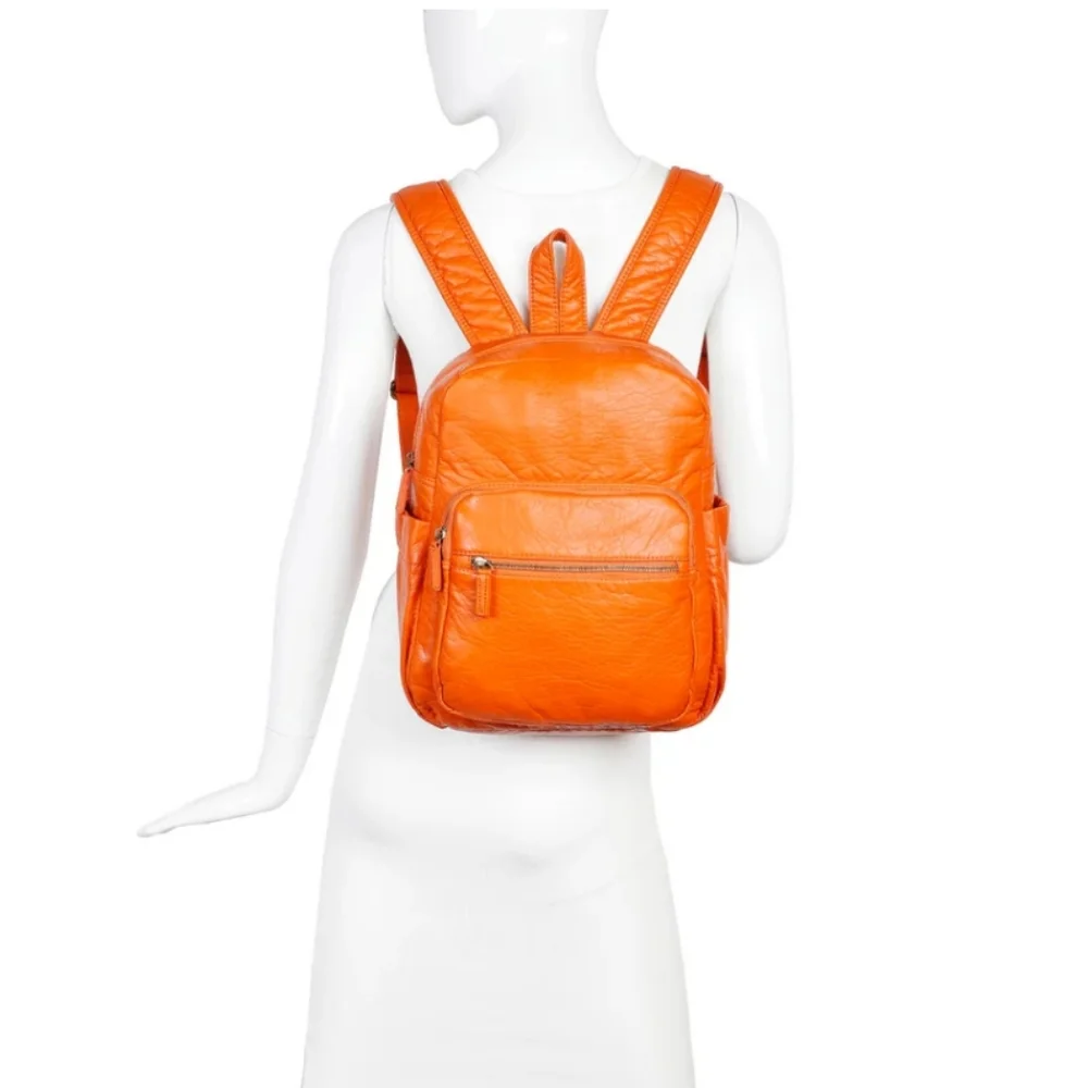 NWT Ampere Creations Marie Backpack Orange Vegan Leather Backpack